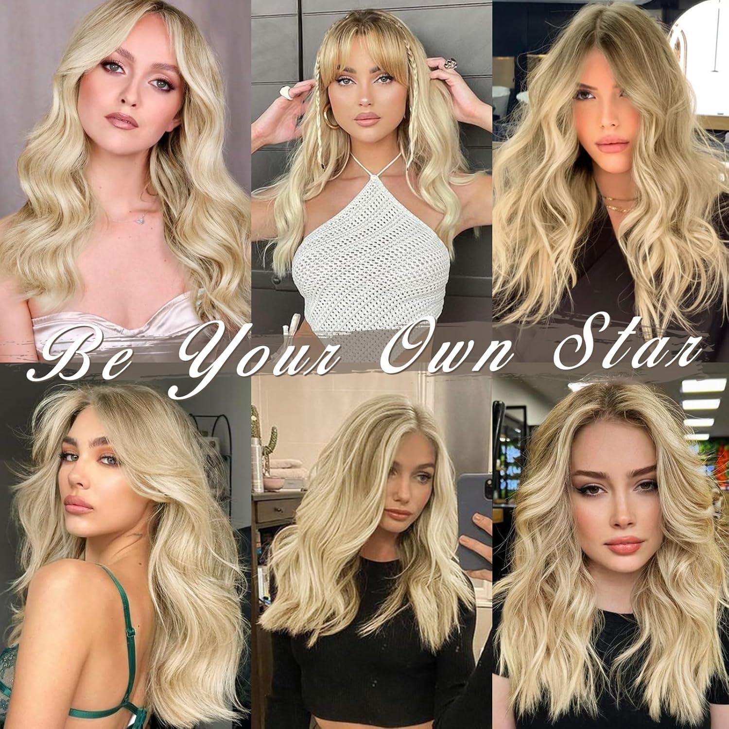 Clip in Extensions 35cm Wellig Blond 5PCs Natürliches Synthetisches