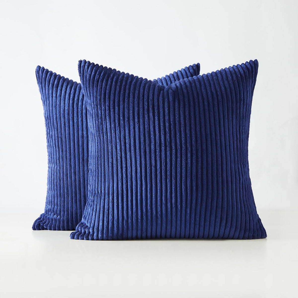 Kissenbezüge 50x50 Blau Kordsamt gestreift 2er Set Topfinel