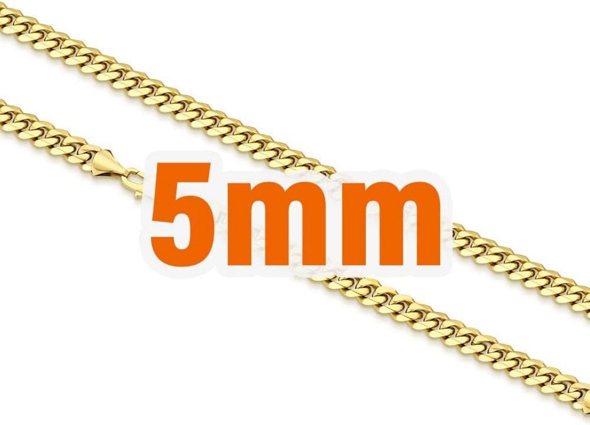 Herren Panzerkette mit Diamantschliff, 14K Vergoldet, 5mm, Goldkette