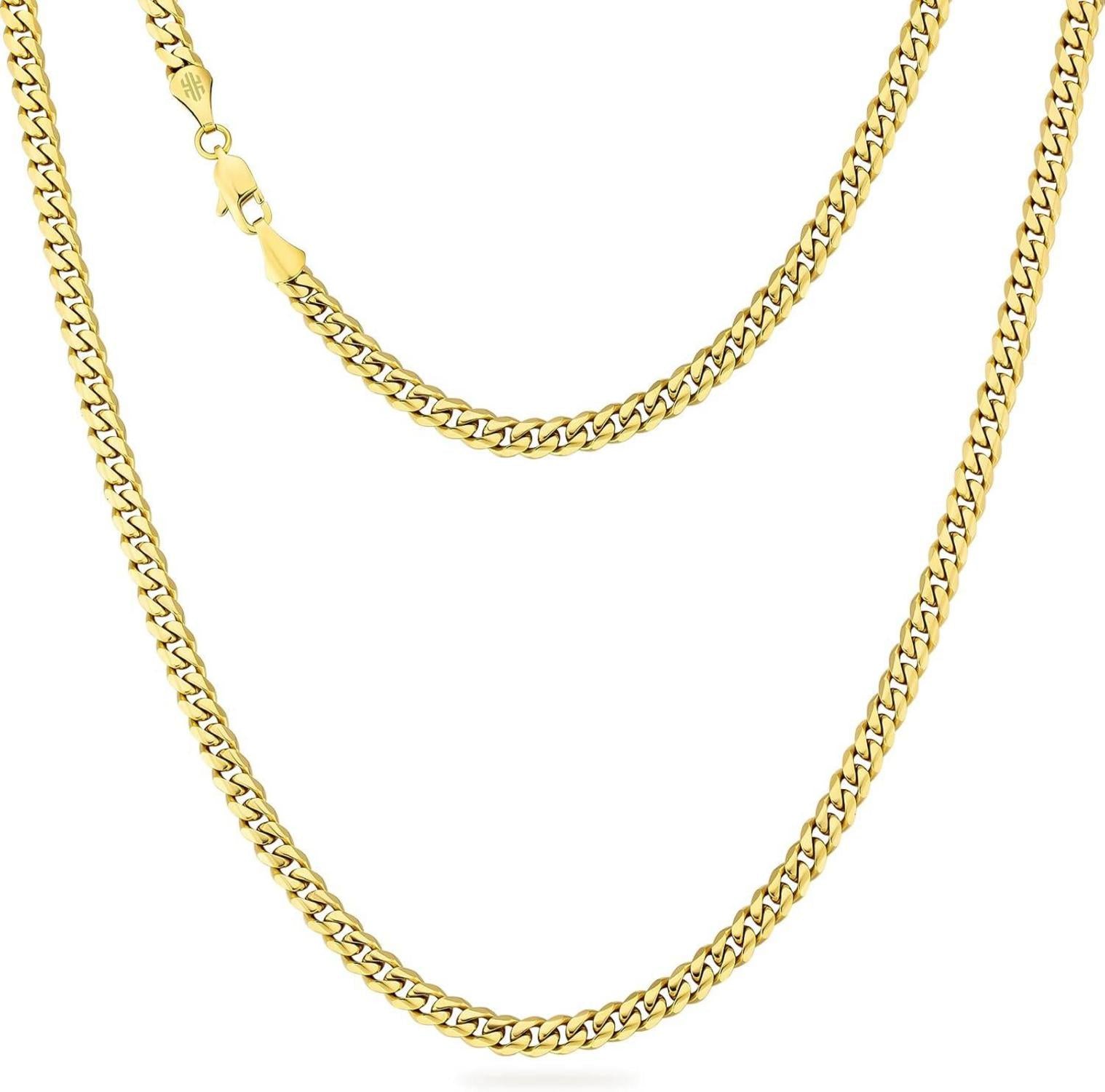 Goldene Kubanische Panzerkette mit Diamantschliff 5mm