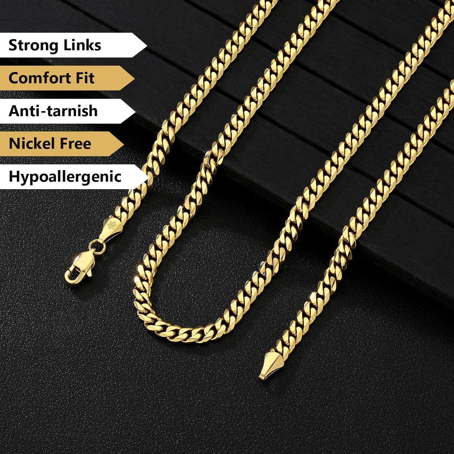 Goldene 5mm Herren Panzerkette mit Diamantschliff 61cm