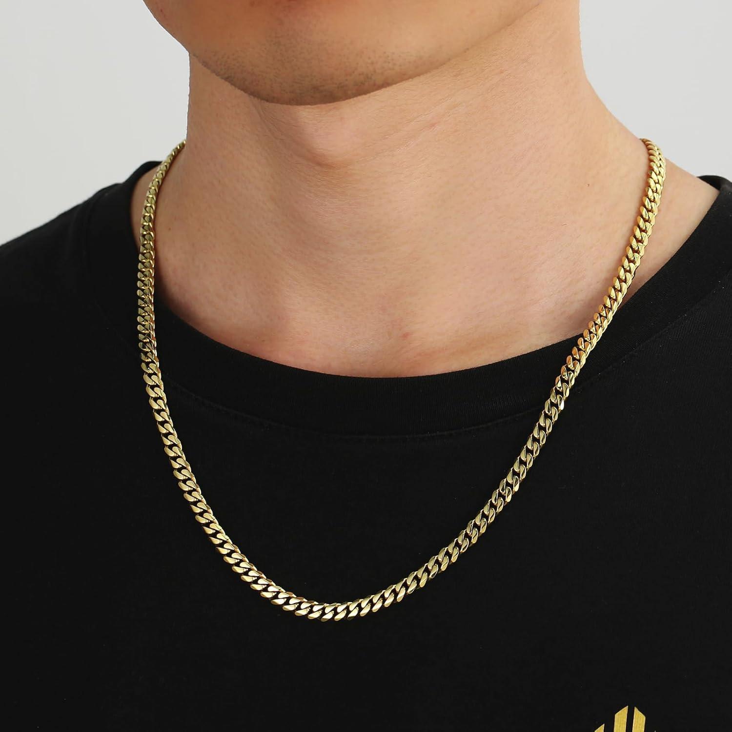 Goldene Kubanische Panzerkette mit Diamantschliff 5mm