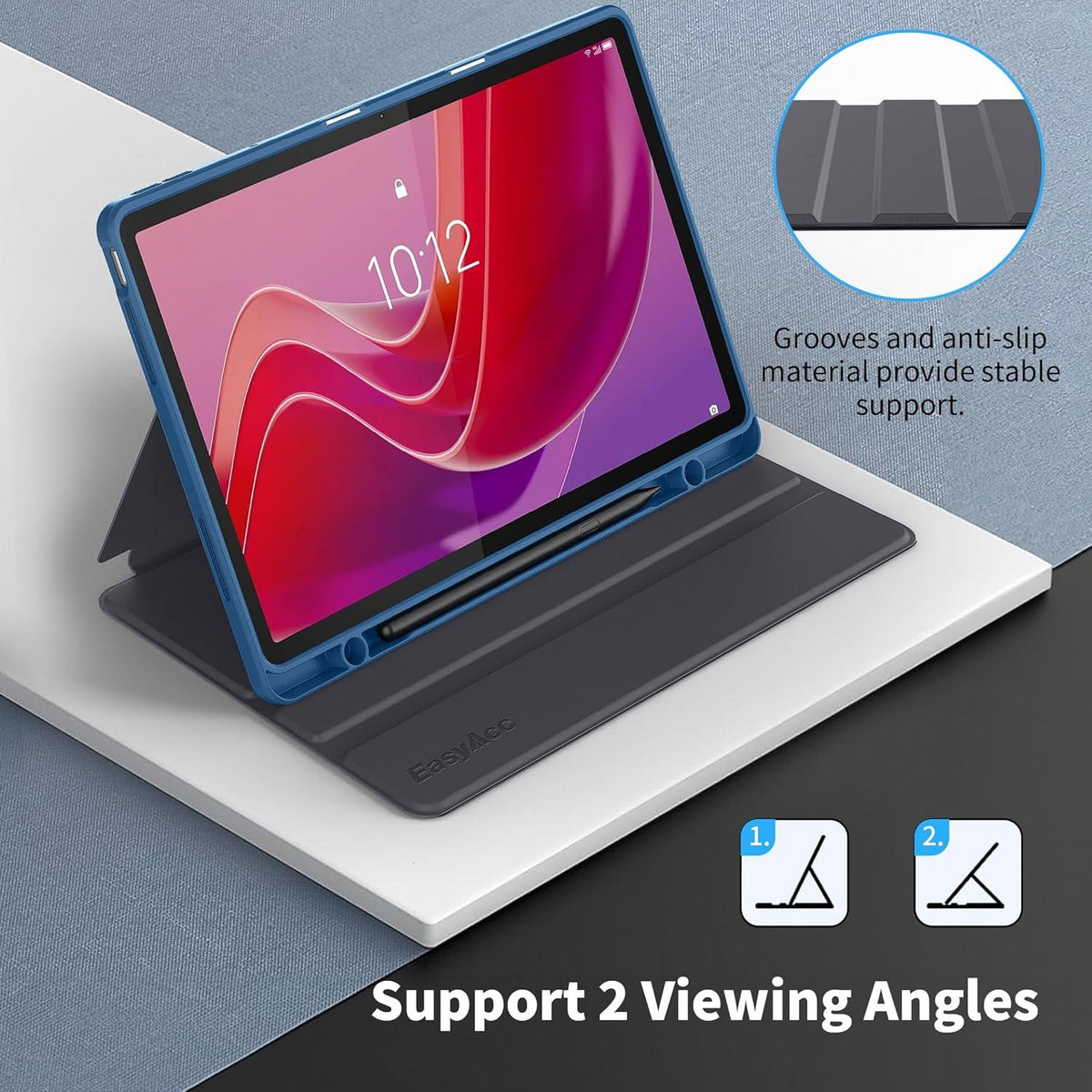 Lenovo Tab M11 TB330 2024 Hülle Stifthalter Blau Folio Stand Schutzhülle