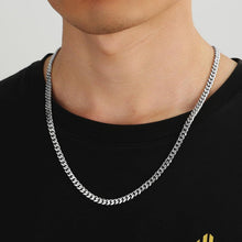 Herren Edelstahl Panzerkette mit Diamantschliff, 5mm Silber