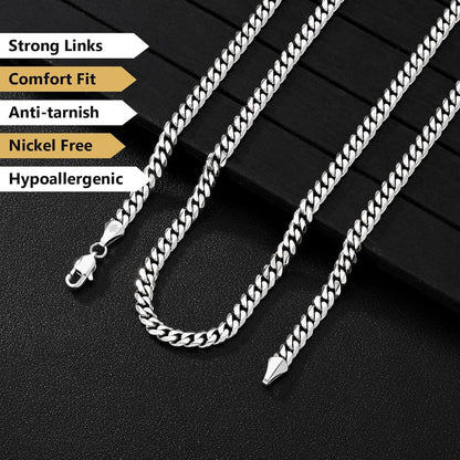 KRKC&CO Diamantschliff Panzerkette Edelstahl Cuban Chain 5mm Gold
