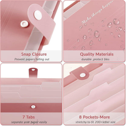 Dokumentenmappe A4 Fächermappe Kunststoff Organizer Mappe 4er Set Pink