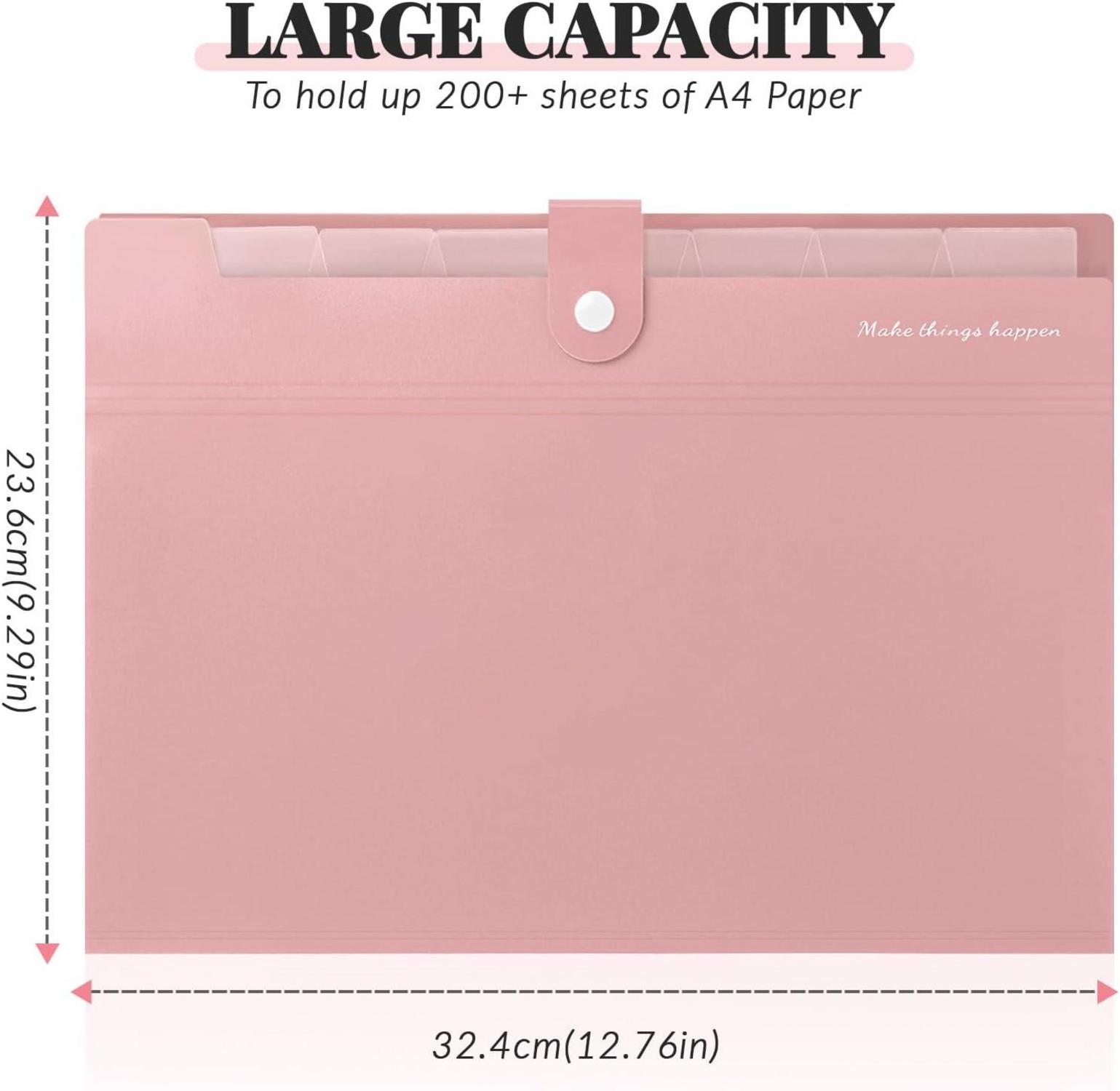 Dokumentenmappe A4 Fächermappe Kunststoff Organizer Mappe 4er Set Pink