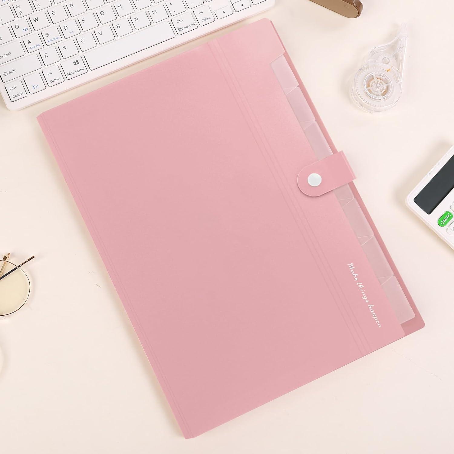 KONVINIT Dokumentenmappe A4 Organizer Fächermappe Kunststoff rosa 4er Set