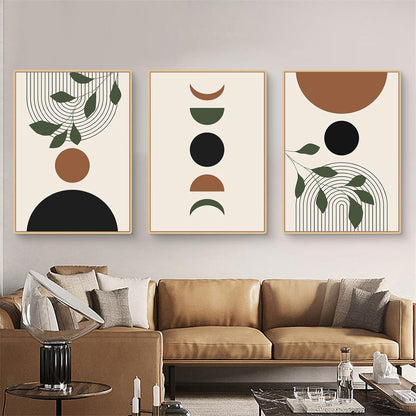 Abstraktes Poster Set 3er-Set Grün Wanddeko Wohnzimmer Schlafzimmer