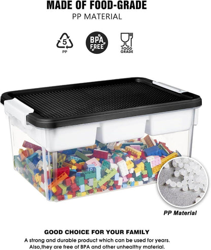 Greentainer Aufbewahrungsbox mit abnehmbarem Tablett, stapelbar, Kunststoff, Deckel