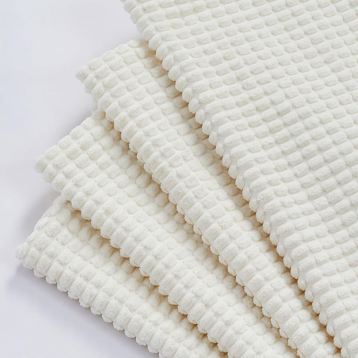 4er Set Kissenbezüge 40x40 Creme Weiß Cord körnig Deko Sofakissen