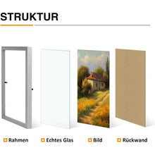 Doppelter Bilderrahmen 10x15 Holz Glasfront silbrig