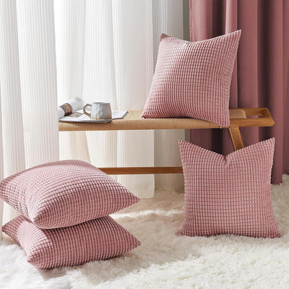 4er Set Kissenbezüge 40x40 Rosa Kordsamt - Dekorative