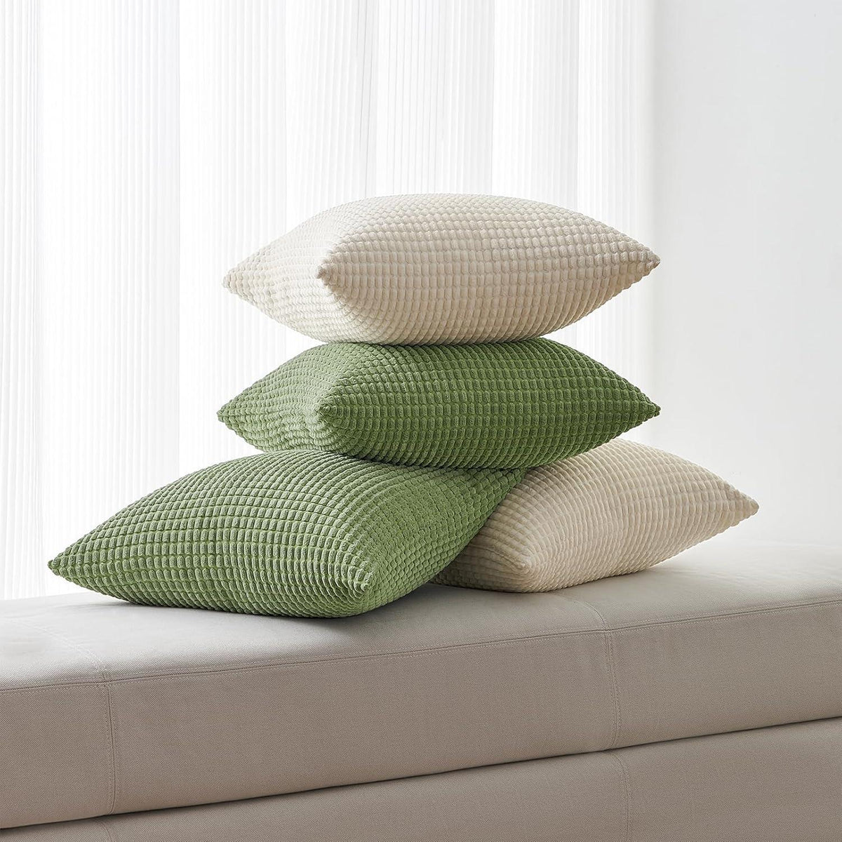 Kissenbezug Cord körnig 50x50 Set 4er grün flauschig