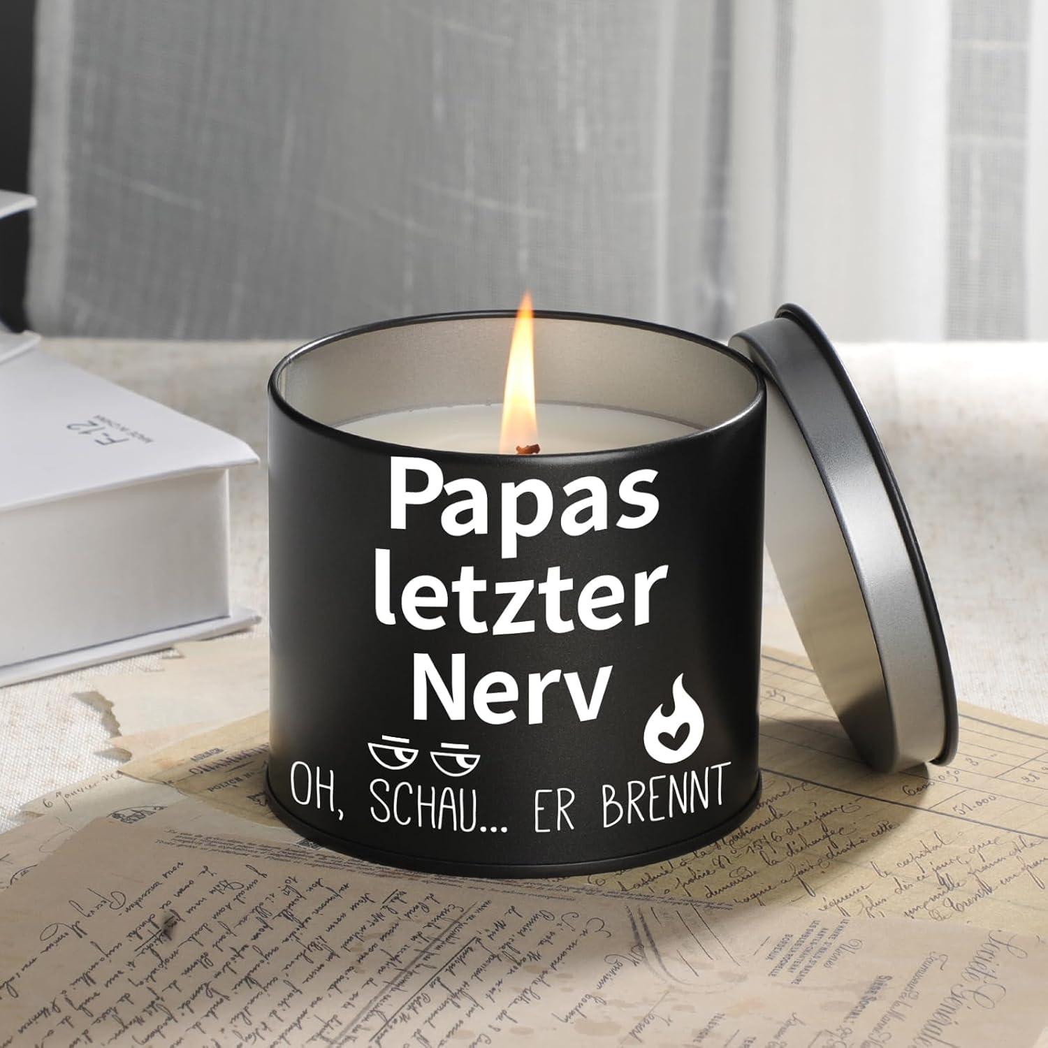 PRSTENLY Papa Geschenk Vatertag 9OZ Metall Kerze Spruch Bester Papa