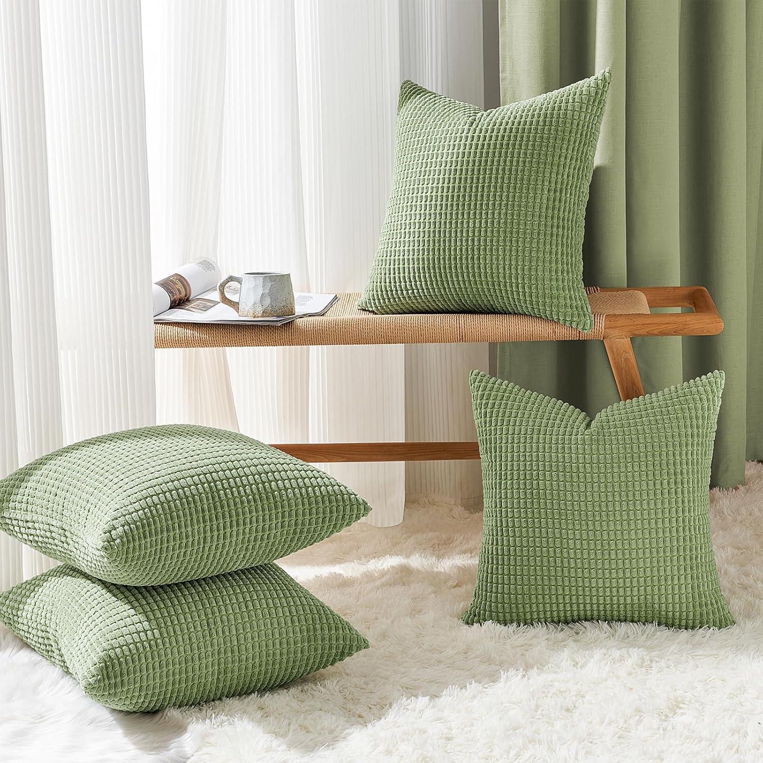 Kissenbezug 40x40 Grün 4er Set Cord Kord Samt Sofaflair