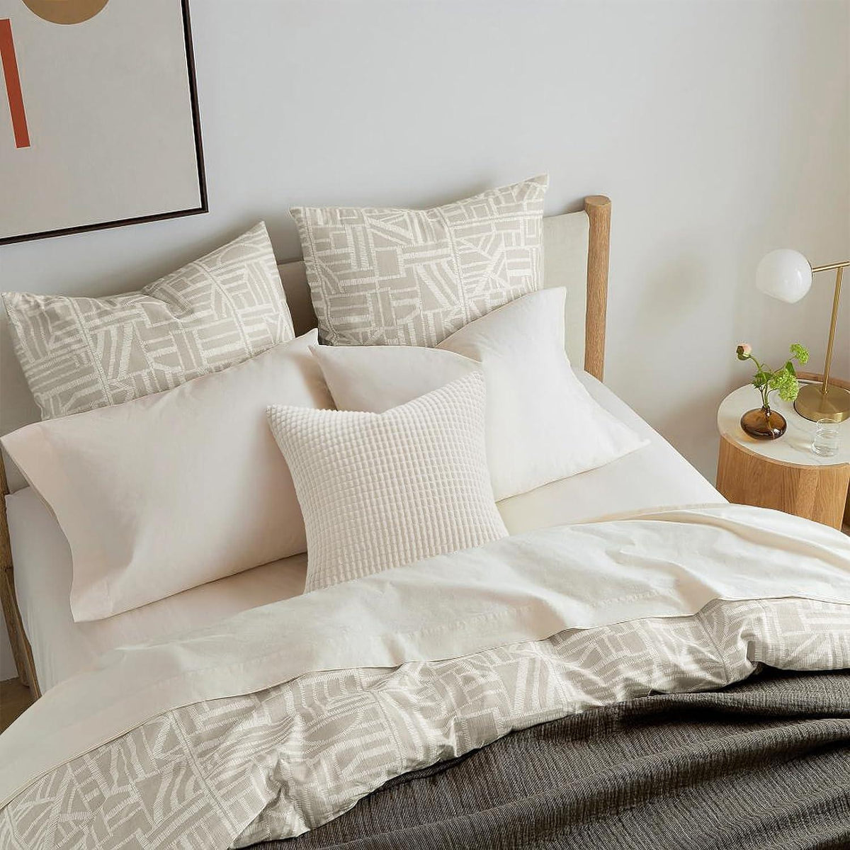 Topfinel Kissenbezug 50x50 Creme Weiß 4er Set Cord körnig Sofa Deko