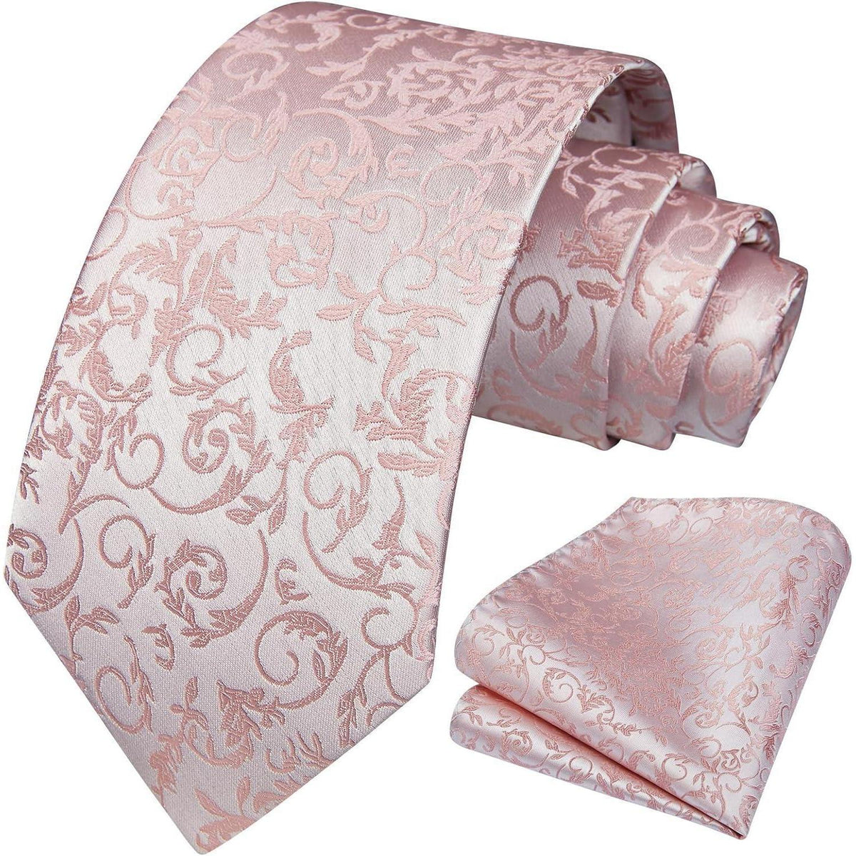 Herren Krawatte & Einstecktuch Set Bady-Rosa Formell