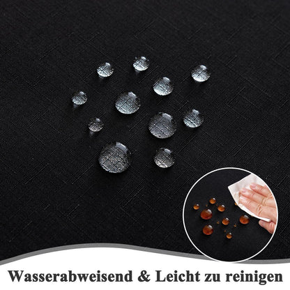 Runde Tischdecke Schwarz Leinenoptik 180cm – Abwaschbar & Kratzfest