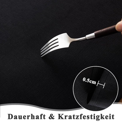 Runde Tischdecke Schwarz Leinenoptik 180cm – Abwaschbar & Kratzfest