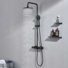 Duschsystem Thermostat Schwarz Höhenverstellbar Regendusche Edelstahl