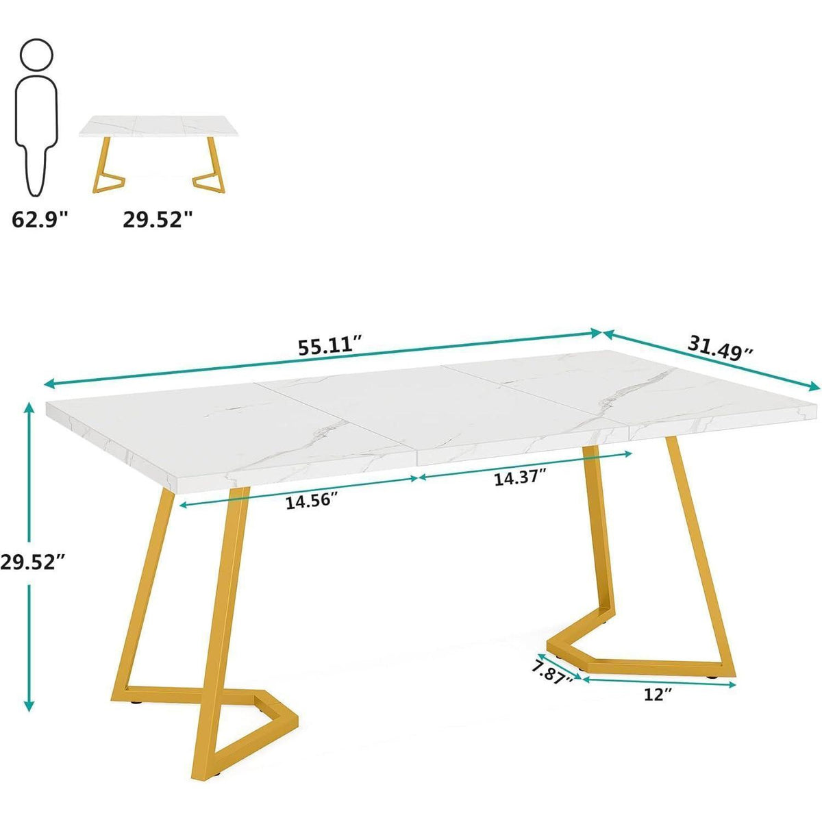 Weiß-Goldener Schreibtisch 140x80cm – Modernes Home Office