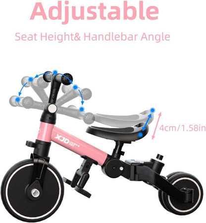 XJD Dreirad Laufrad 5-in-1 Kinder ab 1-4 Jahre Rosa