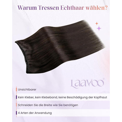 Echthaar Tressen Zum Einnähen Dunkelbraun 50g, 50cm