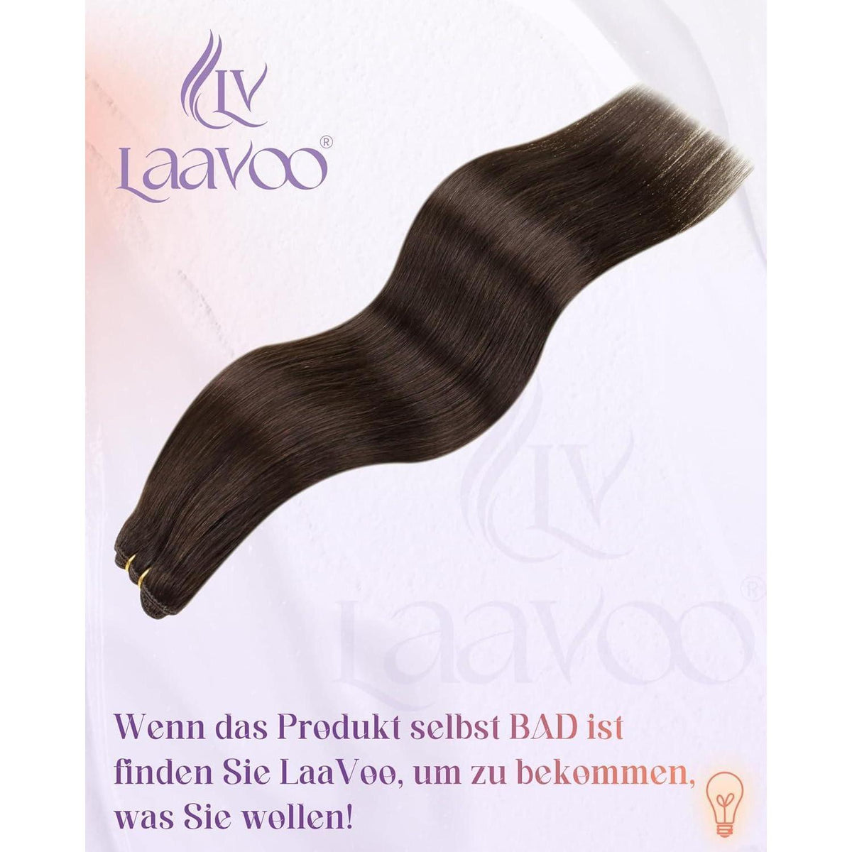 Echthaar Tressen Zum Einnähen Dunkelbraun 50g, 50cm