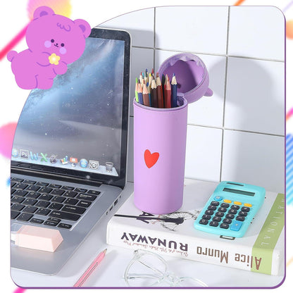 Niedliches Kawaii Federmäppchen aus Silikon Schlampermäppchen Stifteköcher 2in1