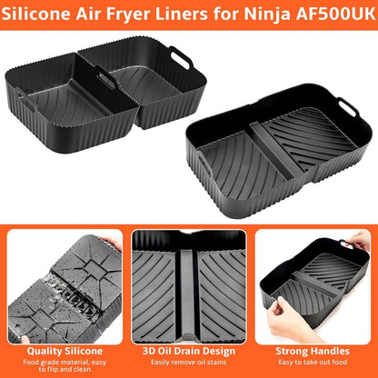Heißluftfritteuse Zubehör für Ninja Foodi Flexdrawer 10,4 L AF500DE Silikonform 3er Set Schwarz
