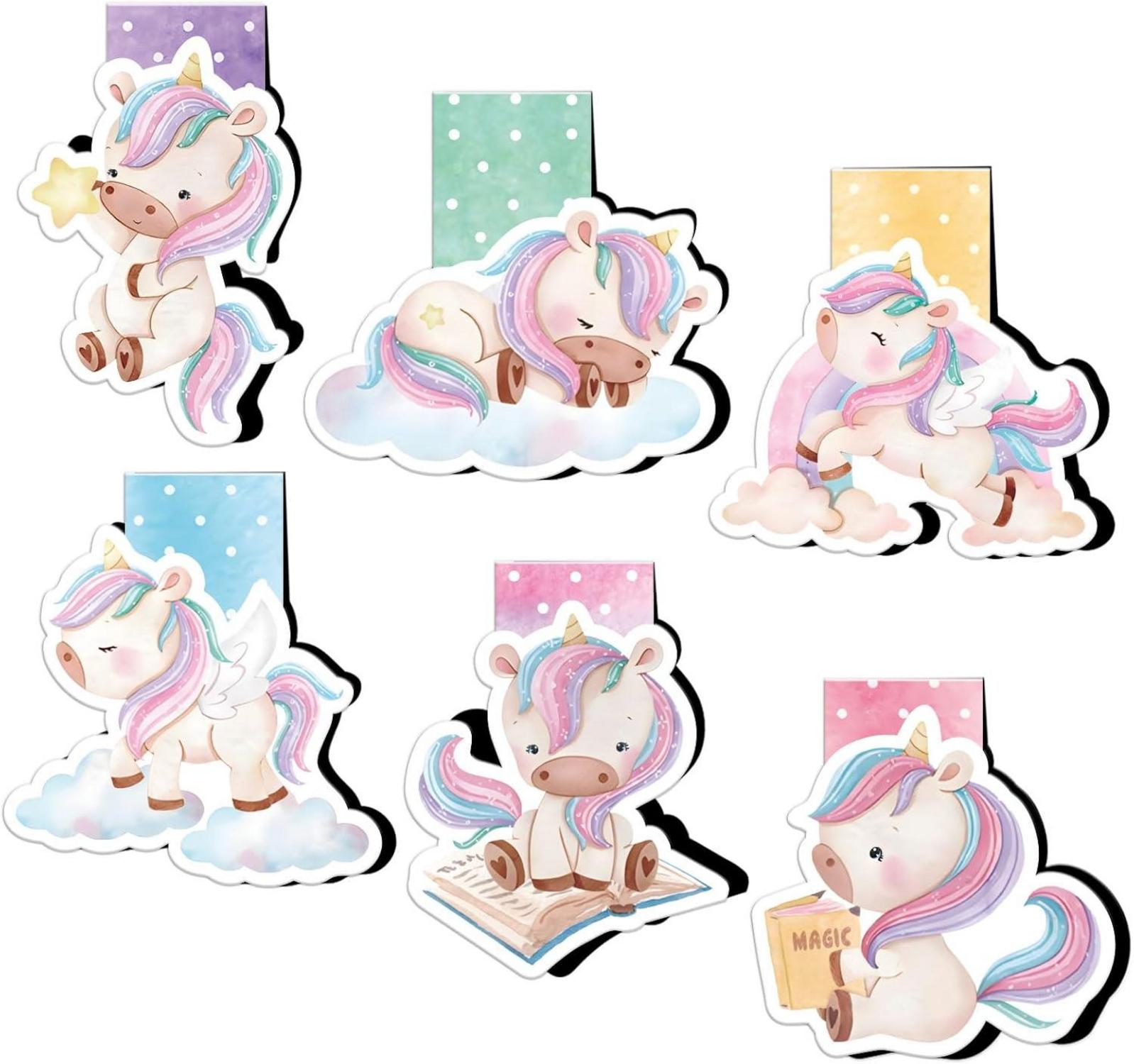 Einhorn Lesezeichen Set 6er Magnetisch Mädchen Kindergeburtstag