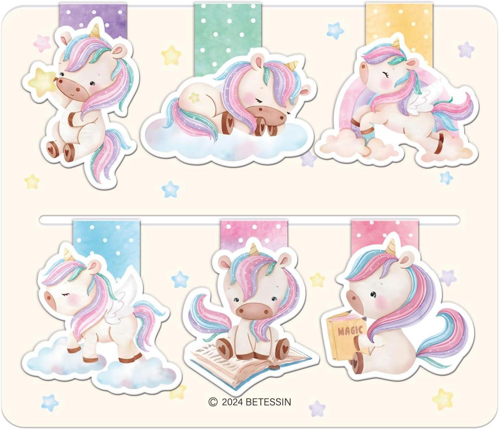 Einhorn-Magnetische Lesezeichen Mädchen 6er-Set Kindergeburtstag