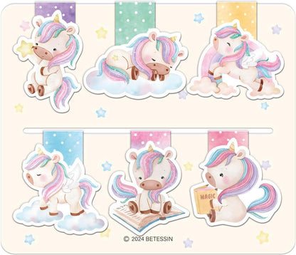 Einhorn-Magnetische Lesezeichen Mädchen 6er-Set Kindergeburtstag