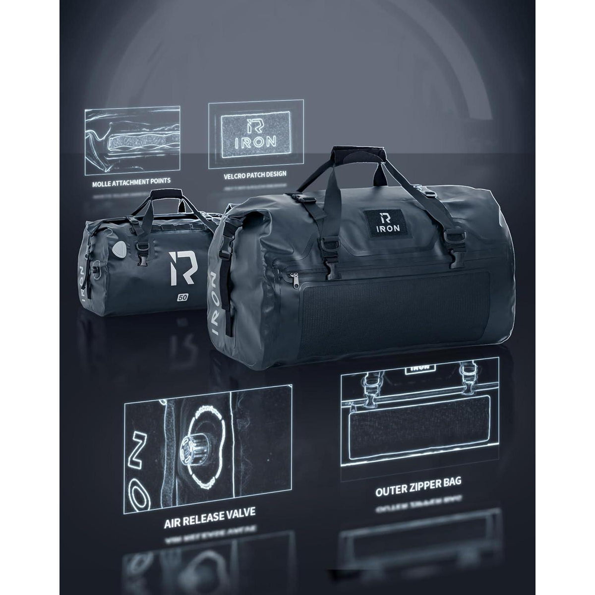 Wasserdichte Motorrad Gepäckrolle 50L – Hecktasche für Touren