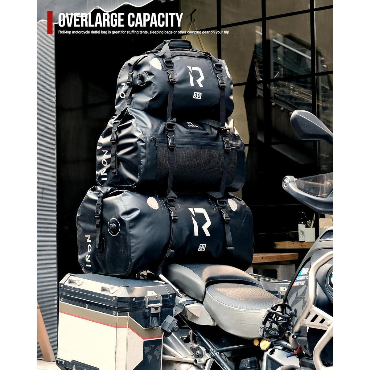 Wasserdichte Motorrad Gepäckrolle 50L – Hecktasche für Touren