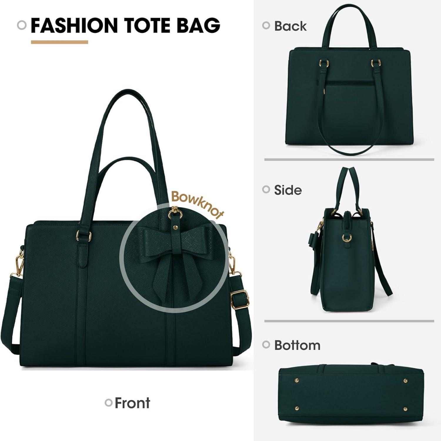 Handtasche Damen Shopper Schwarz PU Leder Umhängetasche 15.6 Zoll