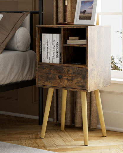 Modernes Holz-Nachttisch mit Schublade Retro-Braun