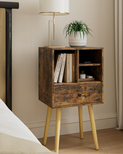 HEYZOEY Nachttisch mit Schublade und Regal, modernes Retro-Design