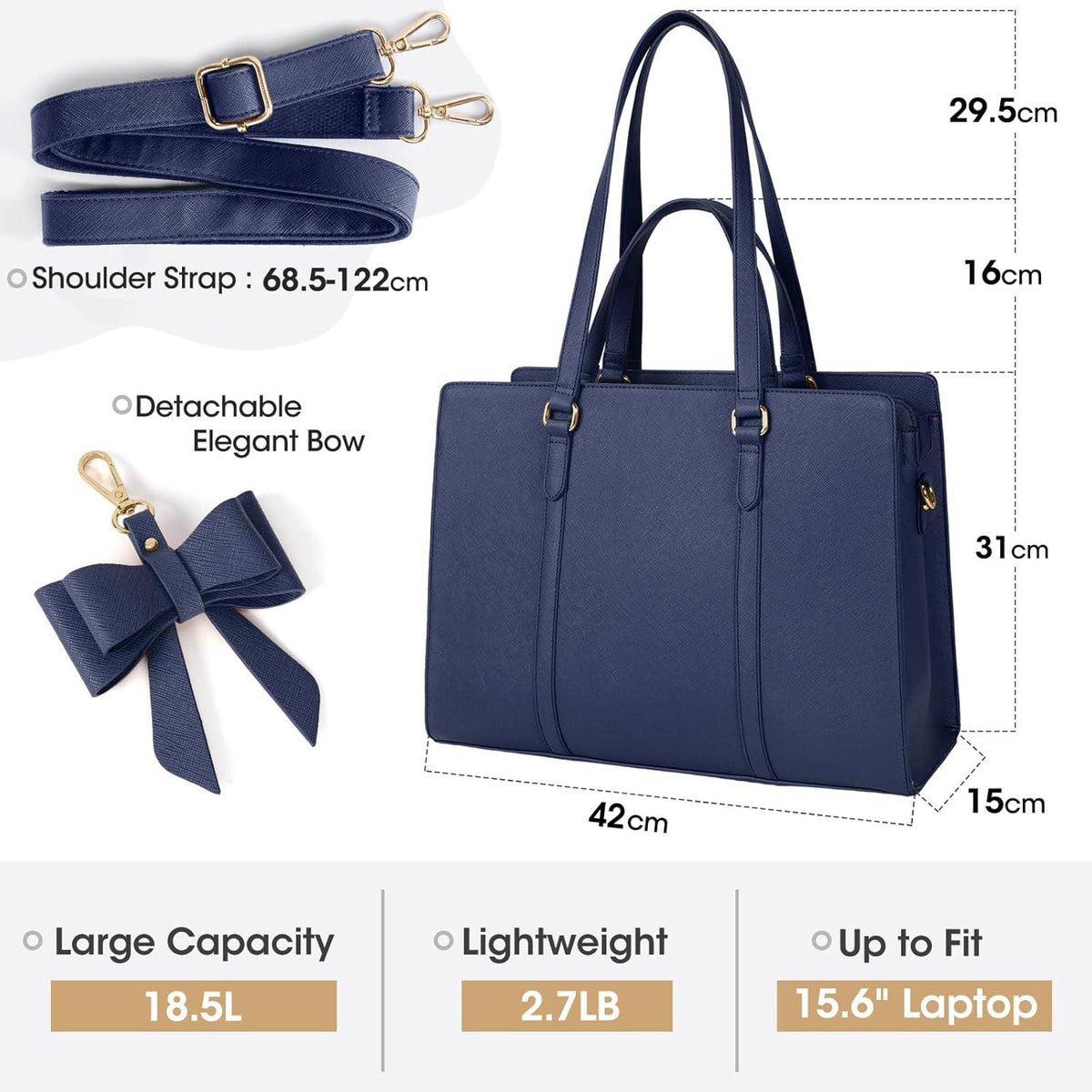 Damen Handtasche Shopper groß Schwarz Laptoptasche 15.6 Zoll