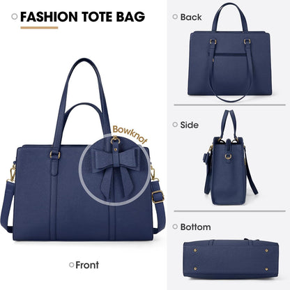 Handtasche Damen Shopper Große Schwarz Laptoptasche 15.6 Zoll PU Leder