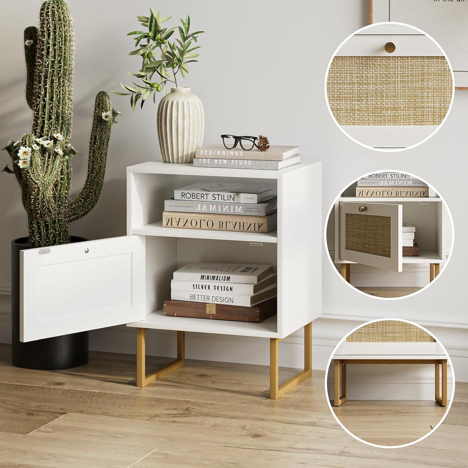 Nachttisch Rattan moderner Boho Bauernhaus Holz