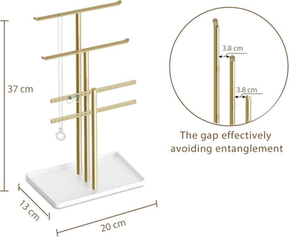 Schmuck Organizer 37cm 4 Ebenen Gold/Weiß Aesthetic Accessoires