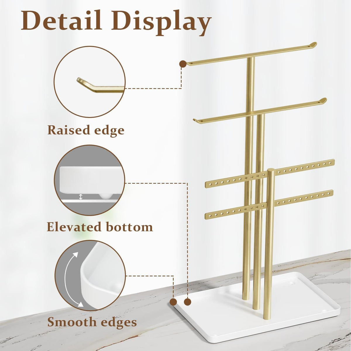 Schmuck Organizer Schmuckständer 37cm 4 Ebenen Aufbewahrung Gold