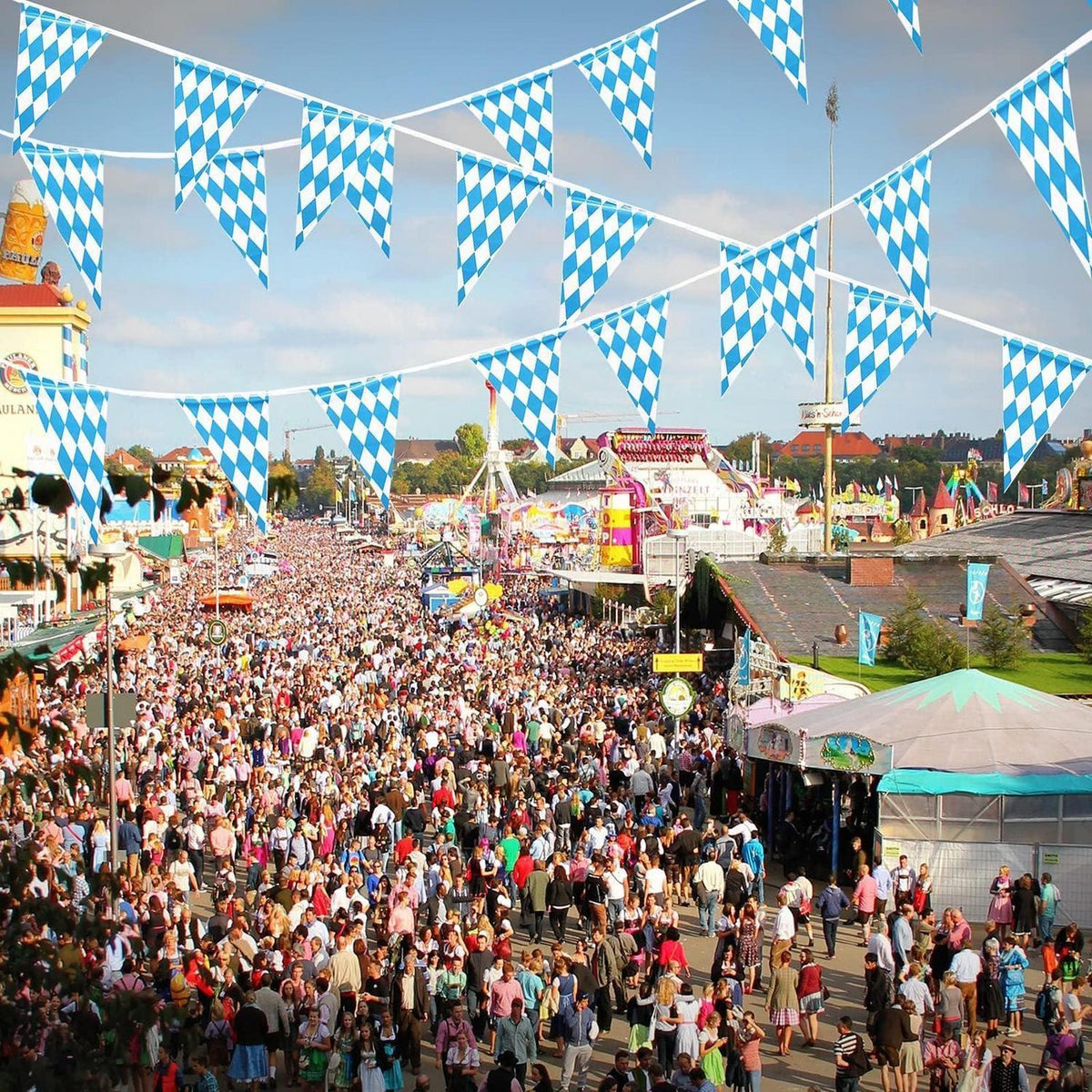 Oktoberfest Girlande 30m – Bayrische Deko Wimpelkette für Party