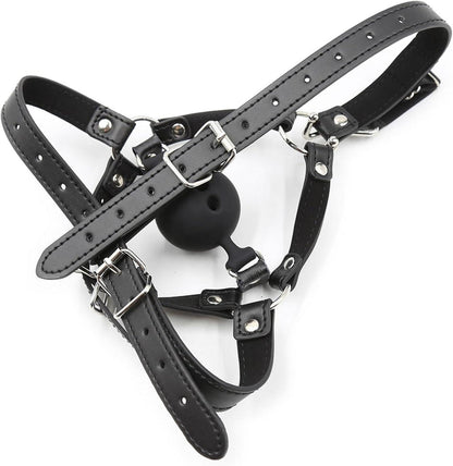 Bondage Kopfgeschirr mit Silikon Gag-Ball und Nasenhaken - BDSM Sexspielzeug SM Sklavengeschirr