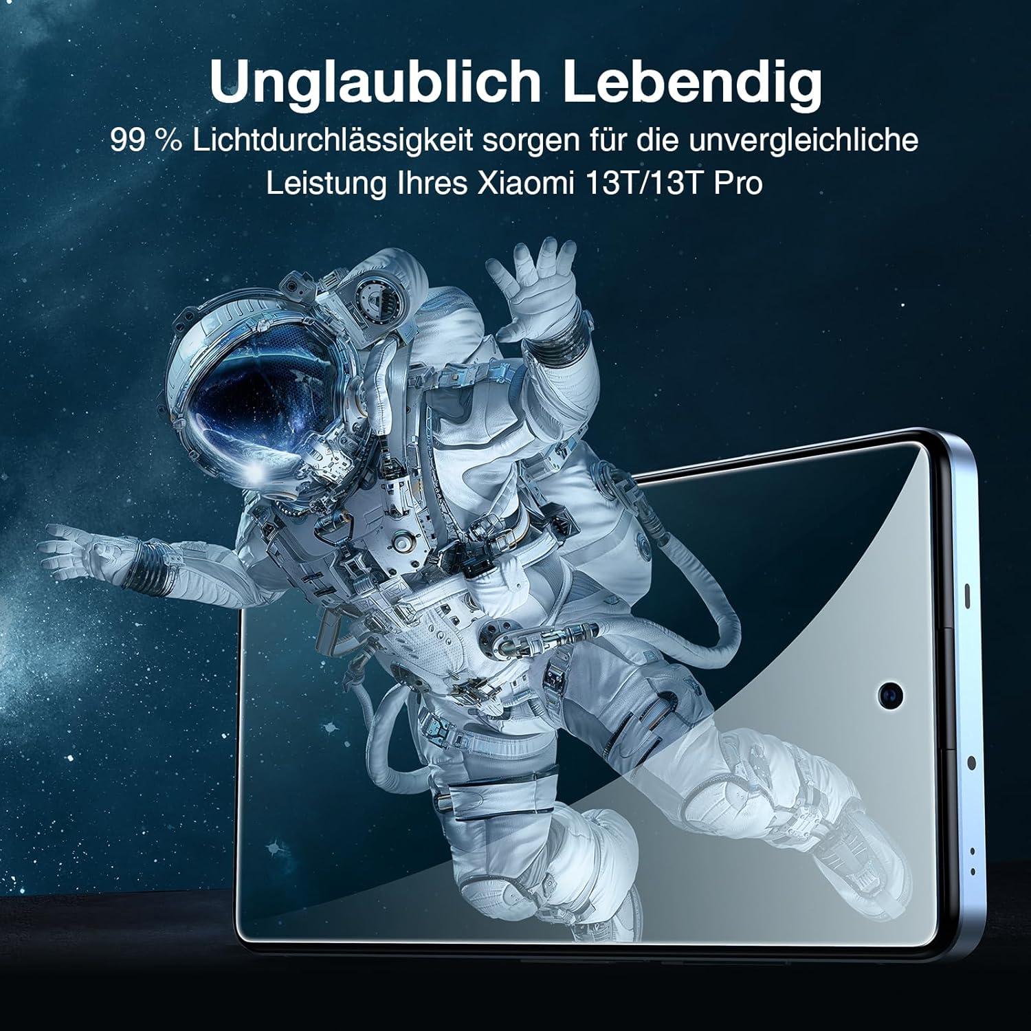 LK Schutzfolie Panzer Glas für Xiaomi 13T/13T Pro - 9H Härte, 0.30mm, Blasenfrei, 2 Kameraschutz, 2 SchutzGlas