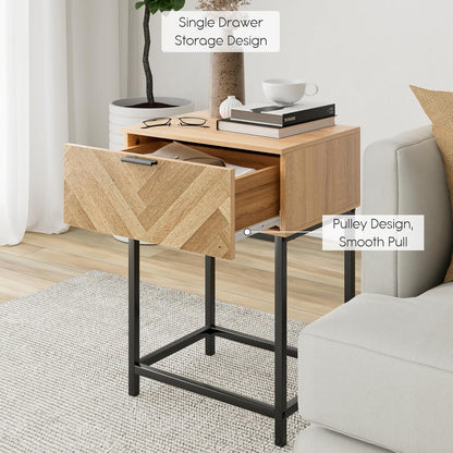 HEYZOEY Nachttisch Braun Holzoptik Ablagefach modern