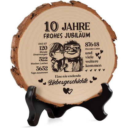 10. Hochzeitstag Geschenk Holzplakette - Rosenhochzeit