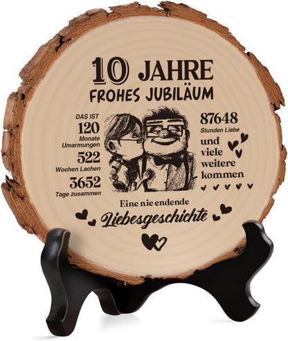 Geschenk zum 10. Hochzeitstag Holzdekoration liebevolles